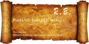 Radits Benjámin névjegykártya